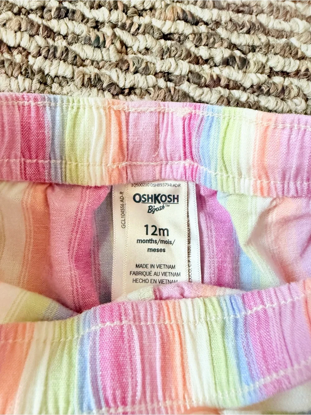 OshKosh B'gosh Pastel Rainbow Stripe & Light Blue Floral Shorts Set